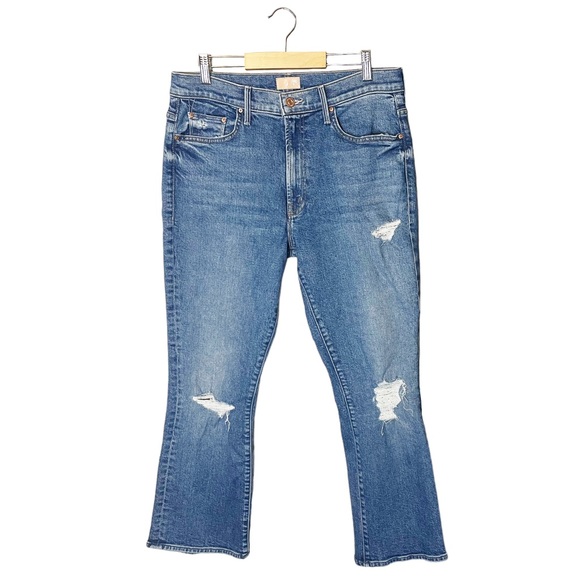 Mother The Insider Ankle Distressed Crop Bootcut Jeans Bloom and Doom - Picture 2 of 10